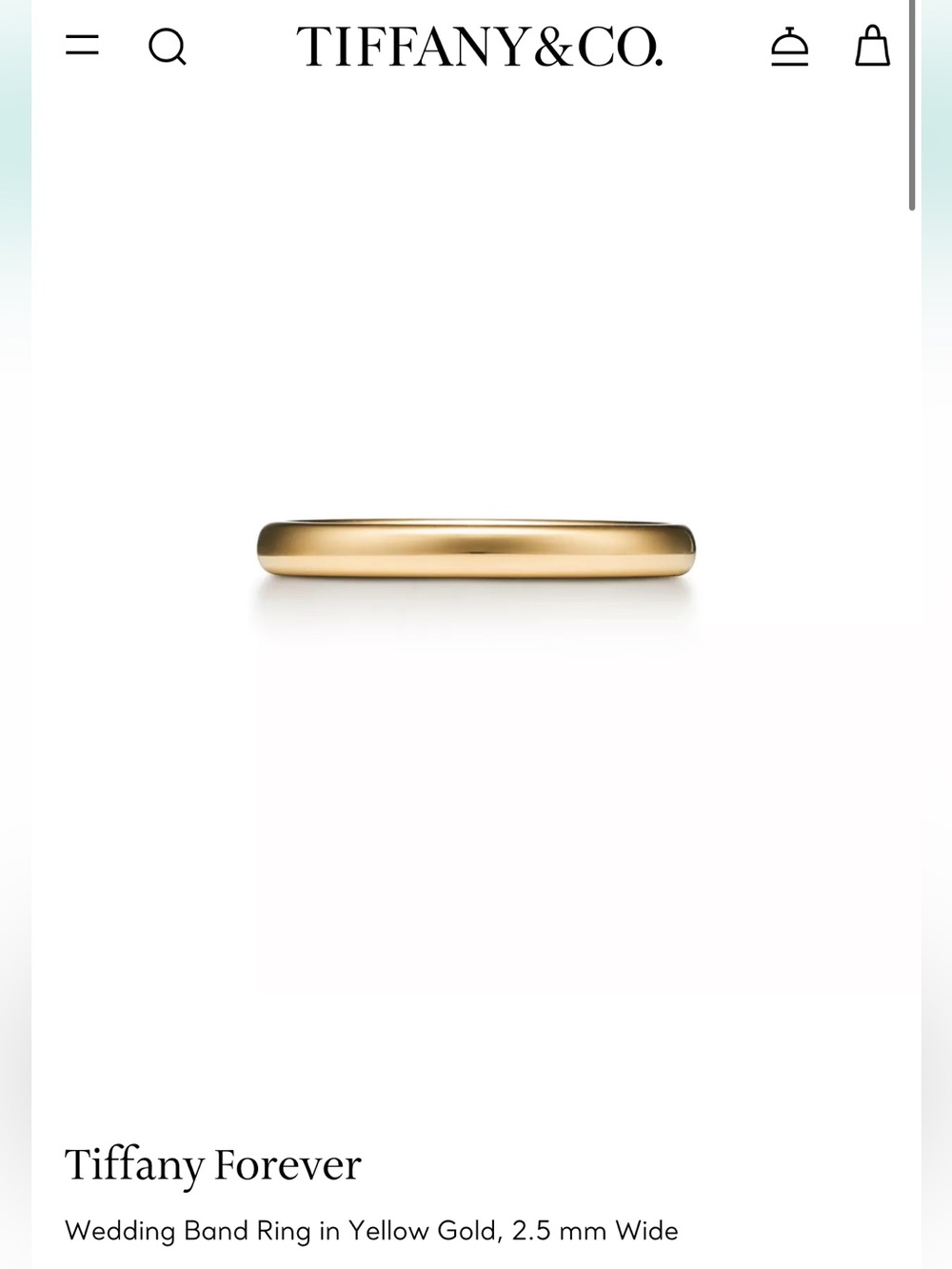 Tiffany & Co. Yellow Gold Wedding Band-2.5ml
